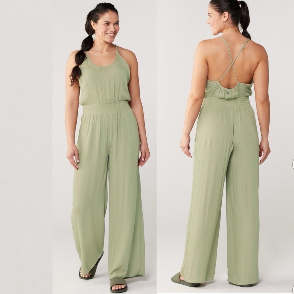 🌻NEW w.tags prAna XL Olive Green Fernie Wide Leg Jumpsuit